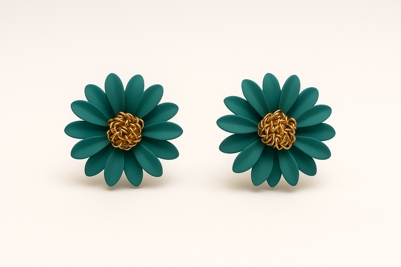 Midnight Bloom Teal Earring