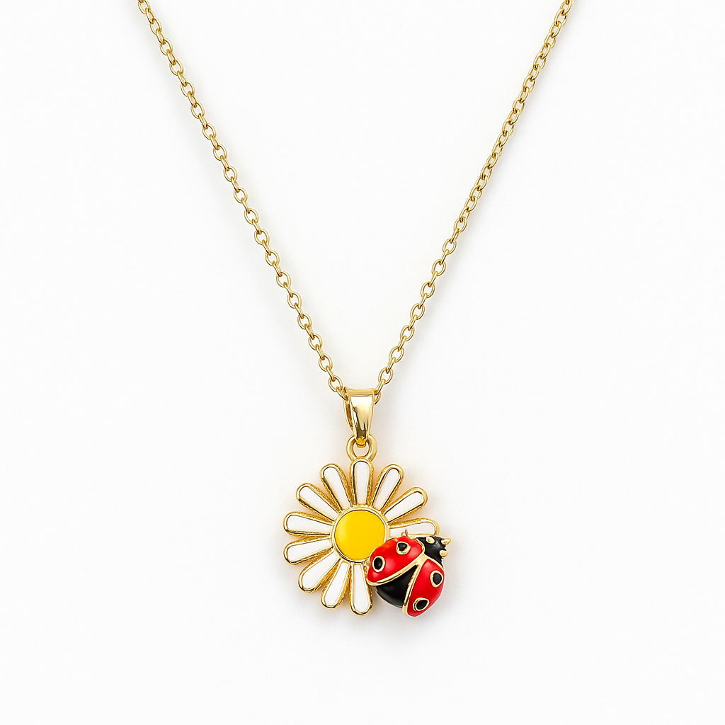 Daisy & Ladybug Pendant Necklace