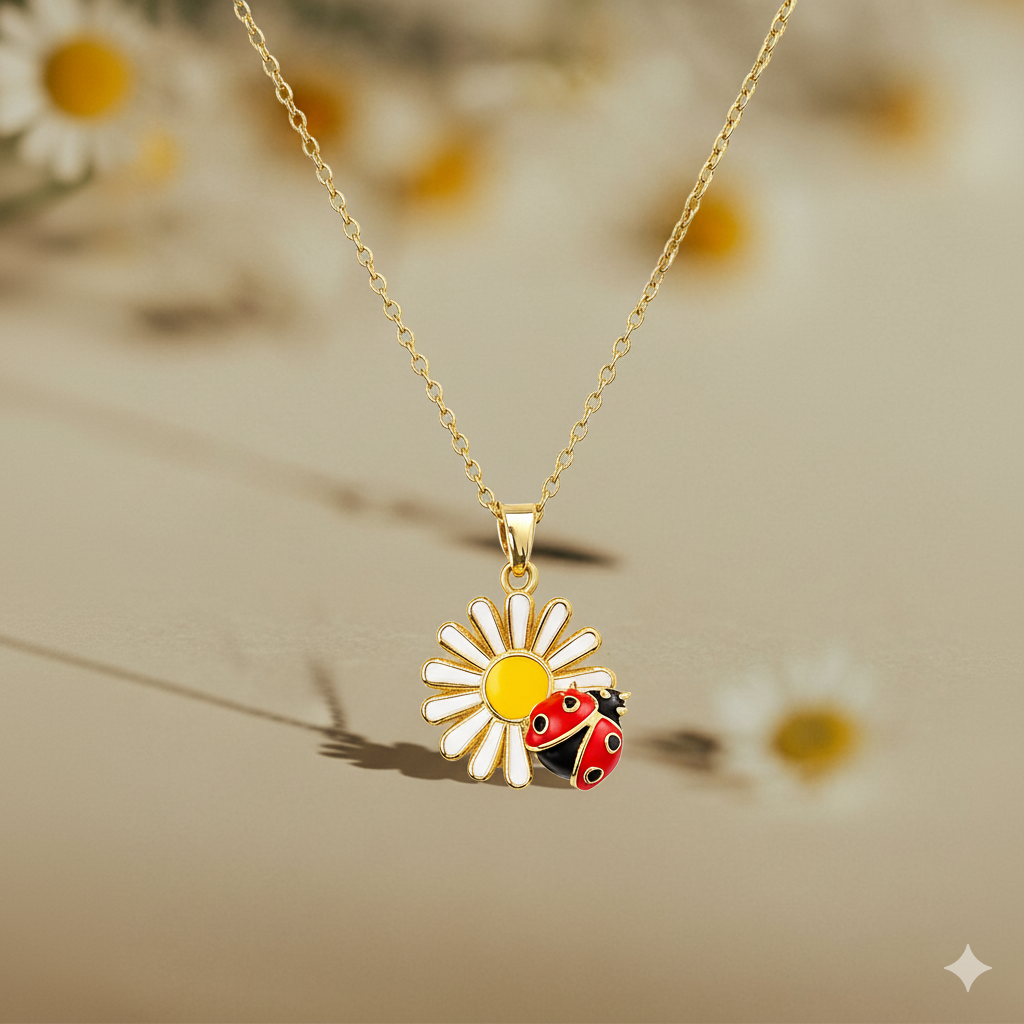 Daisy & Ladybug Pendant Necklace
