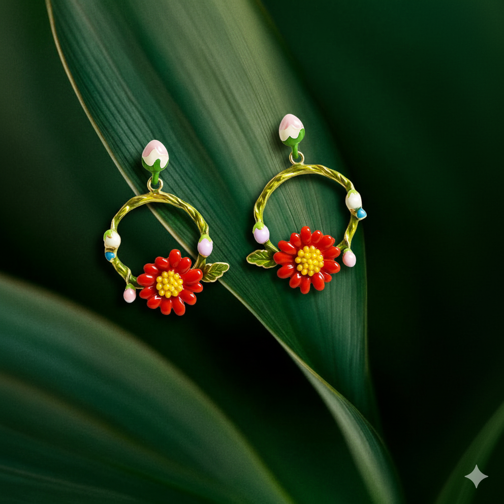 Floral Hoop Earring