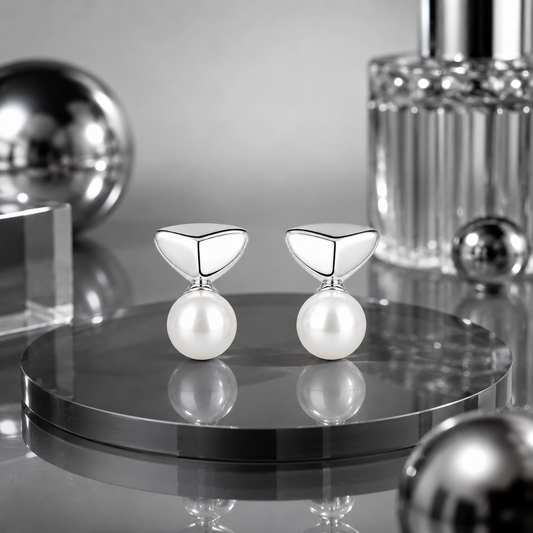 Silver Arch Pearl Studs
