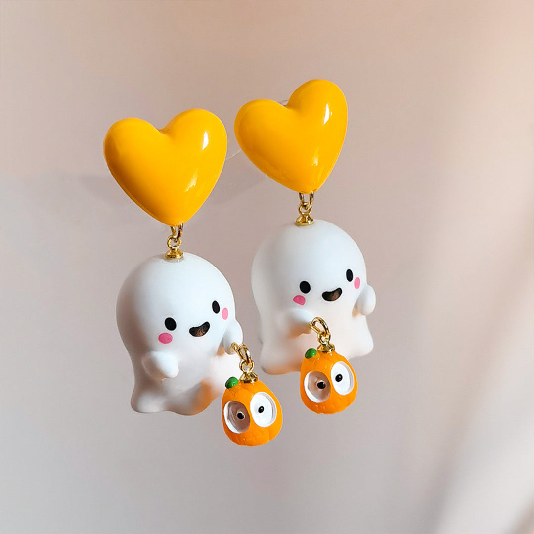 Cute Ghost & Pumpkin Earring