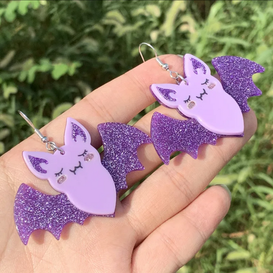 Purple Bat Statement Earring