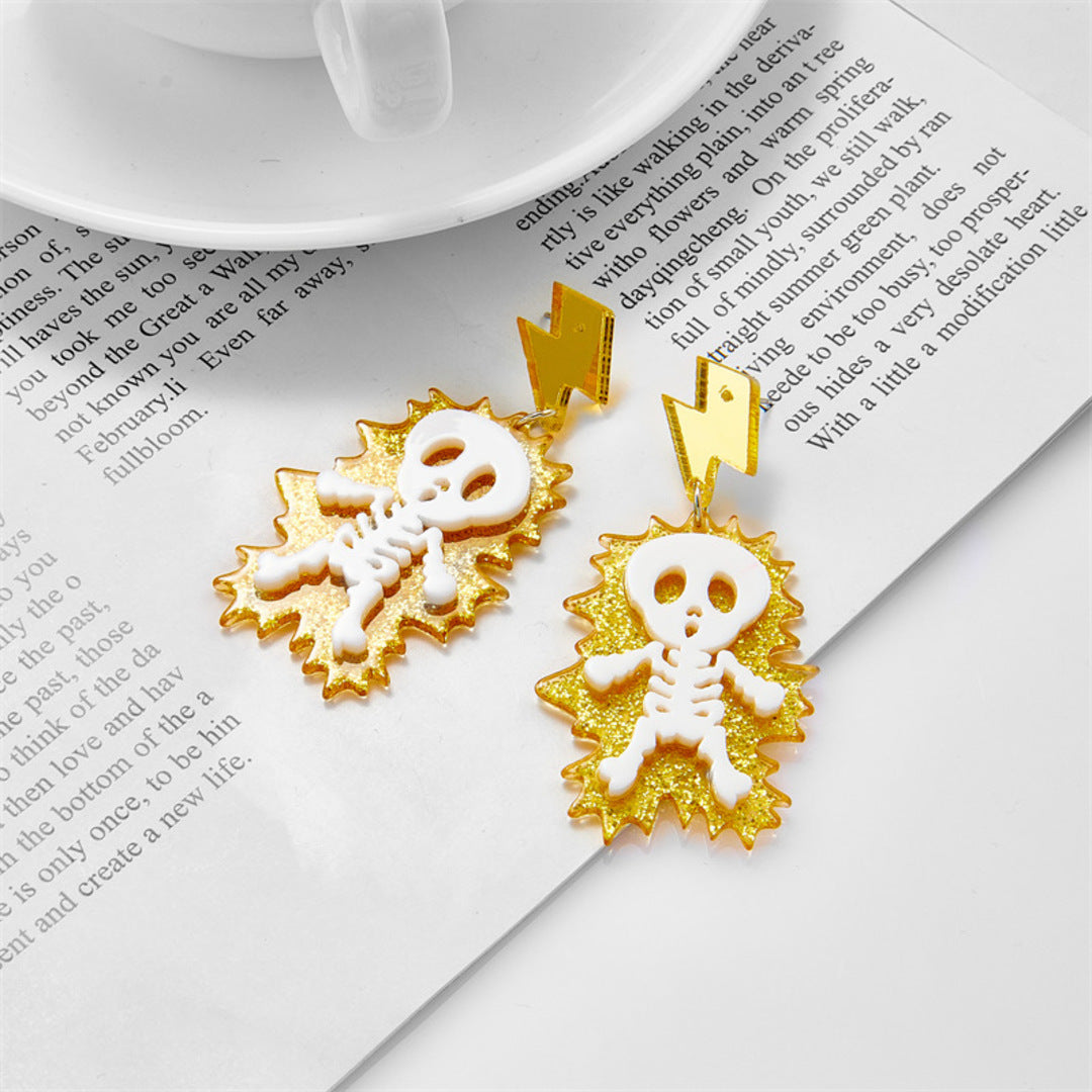 Lightning Bolt Skeleton Earring