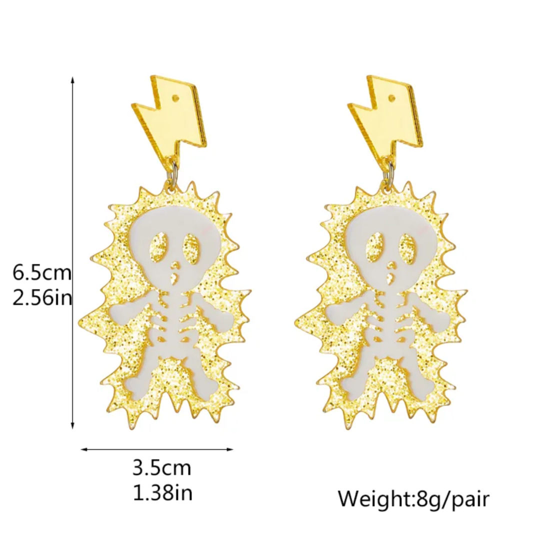 Lightning Bolt Skeleton Earring