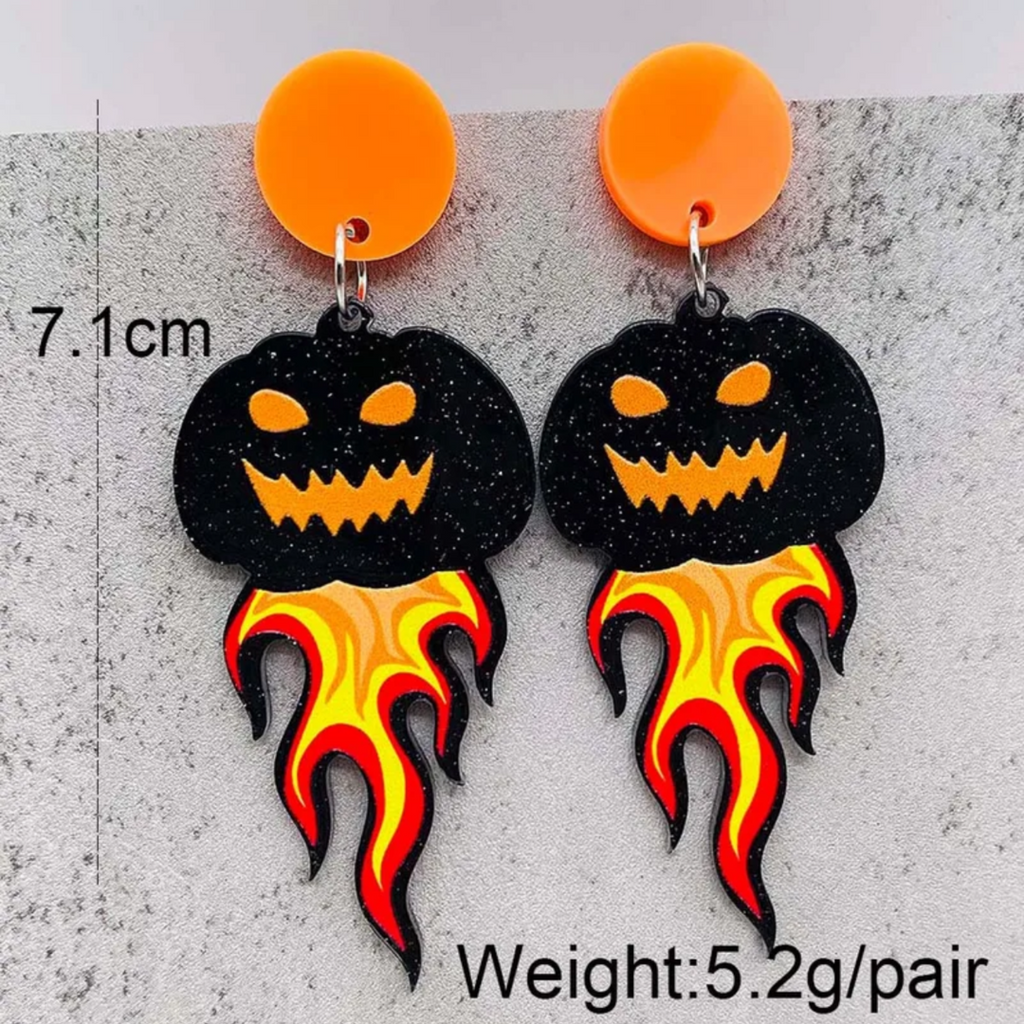 Flaming Pumpkin Statement Earring