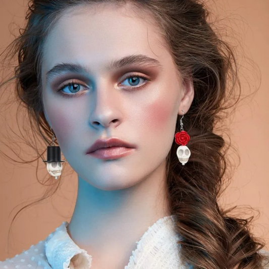 Skull Couple Statement Earrings