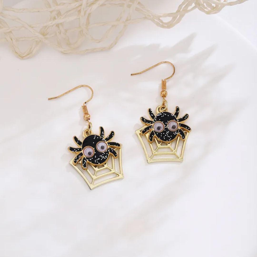 Googly Eyes Spider Web Statement Earring