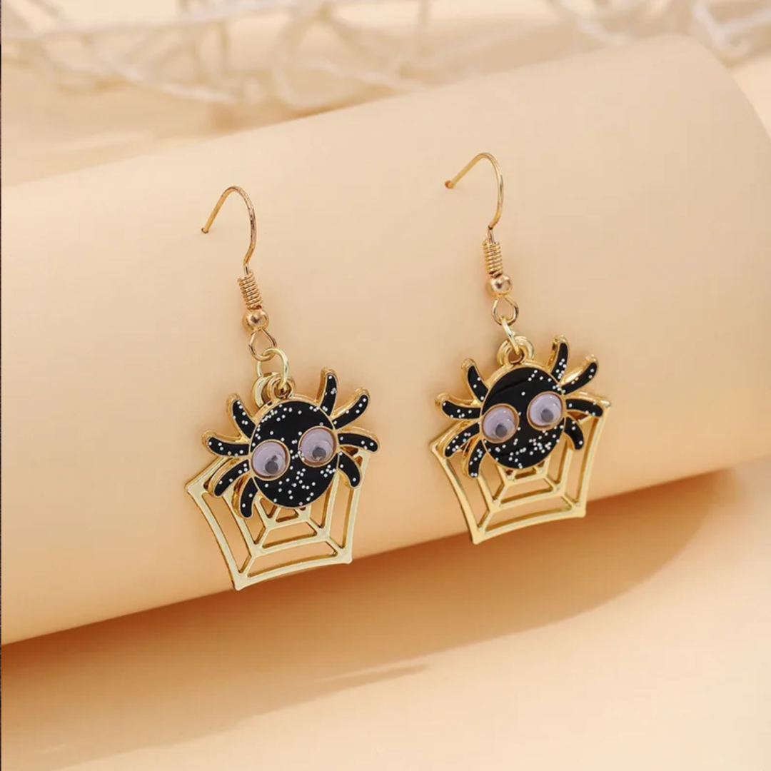 Googly Eyes Spider Web Statement Earring