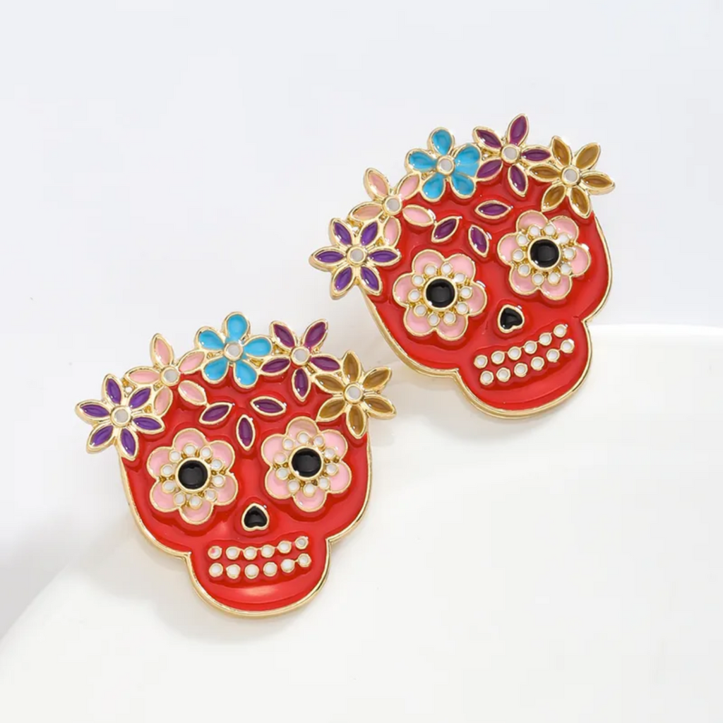 Colorful Sugar Skull Earring
