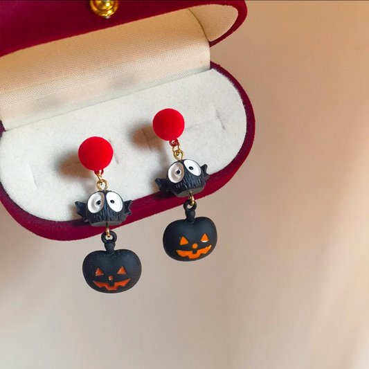 Halloween Bat & Pumpkin Earring