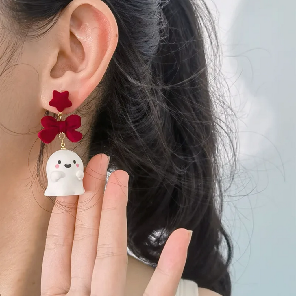 Cute Ghost Bow Statement Earring