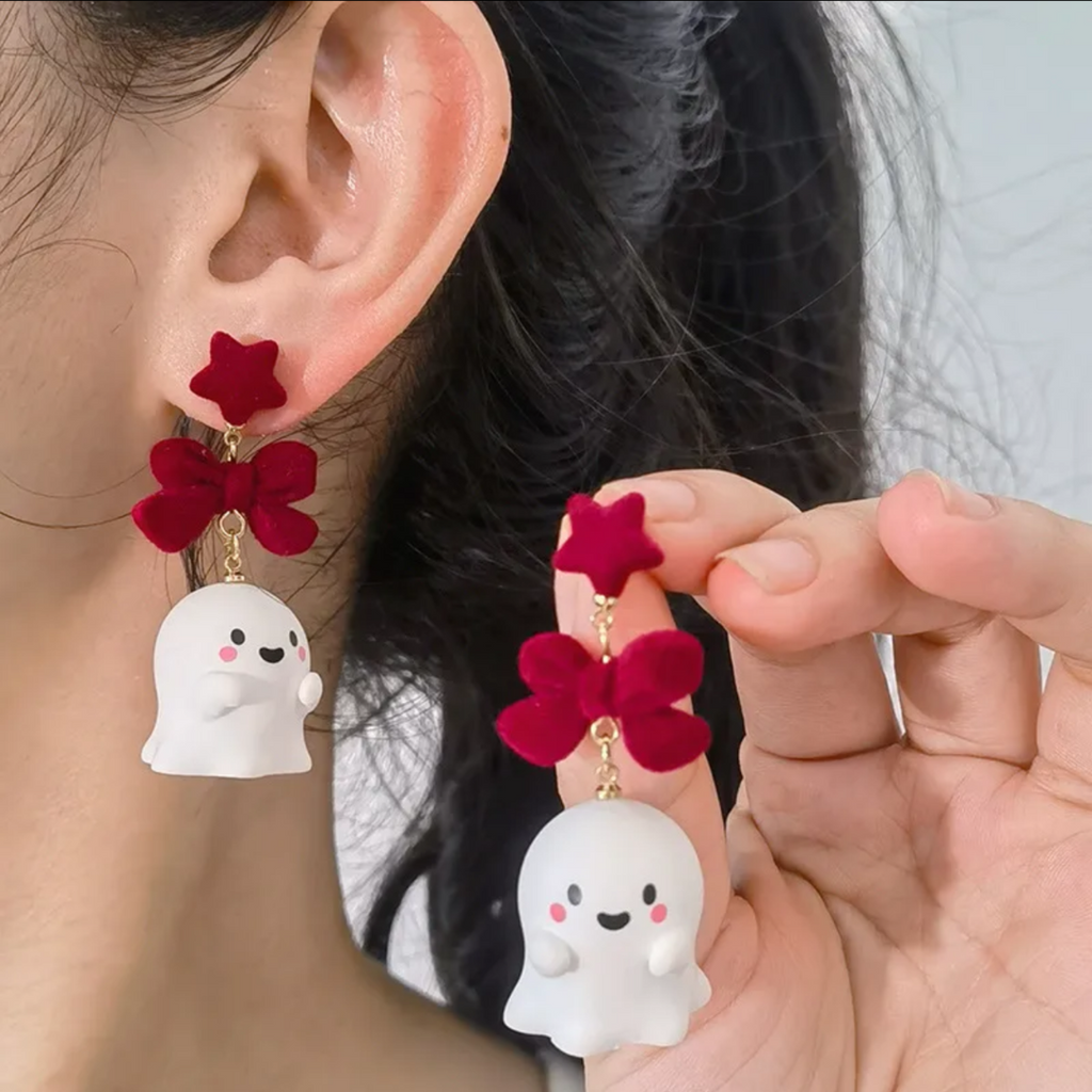 Cute Ghost Bow Statement Earring