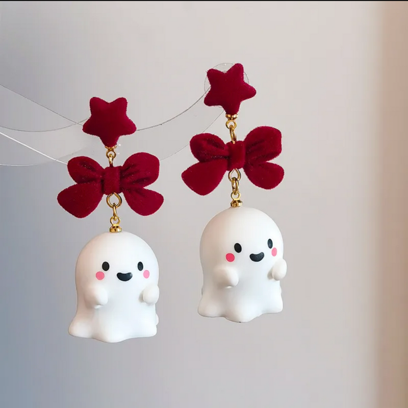 Cute Ghost Bow Statement Earring