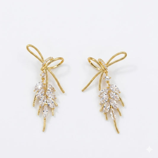 Kohana Maison Elara - Gold Bow Crystal Spray Earrings