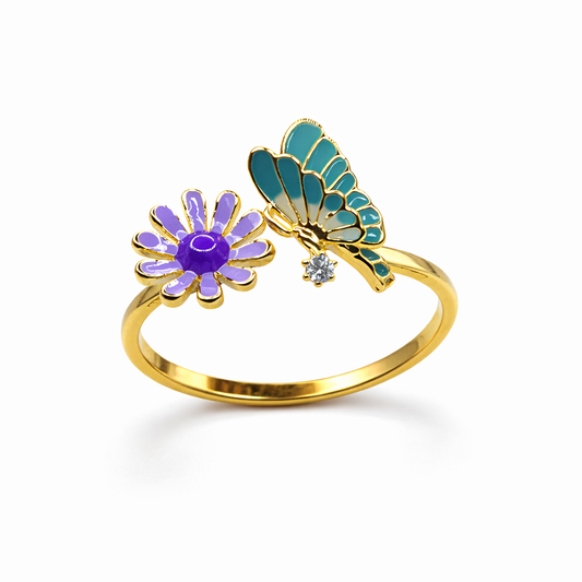 Specimen #025 – Teal Wing & Violet Daisy