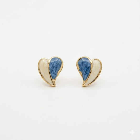 Ocean Heart Stud Earring