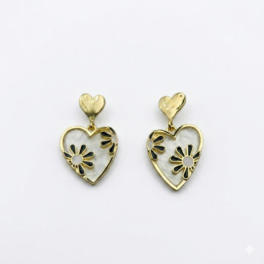 Floral Heart Drop Earring