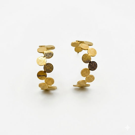 Coin Stack Hoop Earring