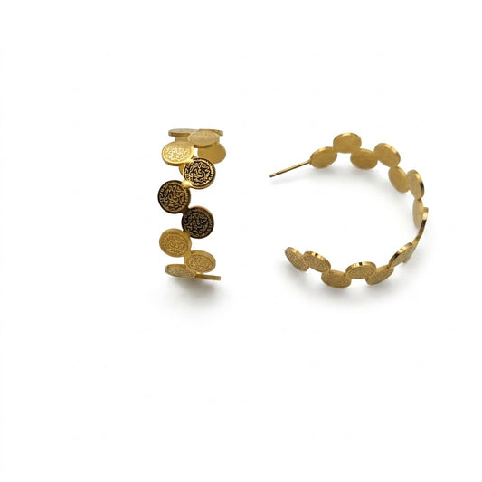 Coin Stack Hoop Earring