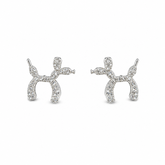Crystal Balloon Dog Studs