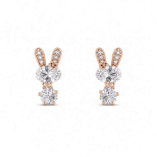 Rose Bunny Crystal Studs