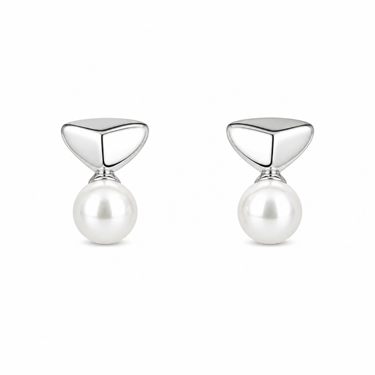 Silver Arch Pearl Studs