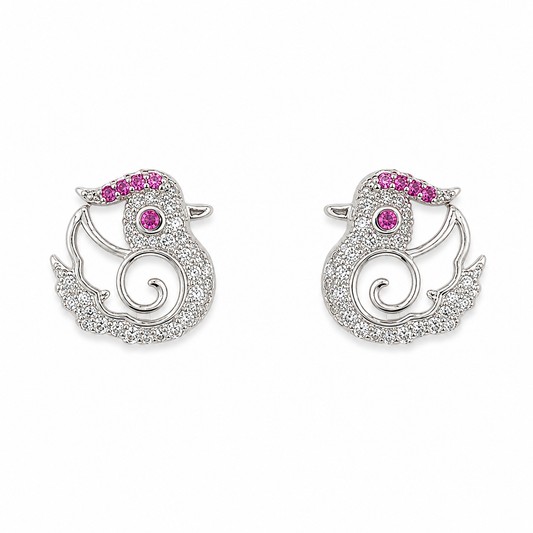Crystal Duck Charm Studs