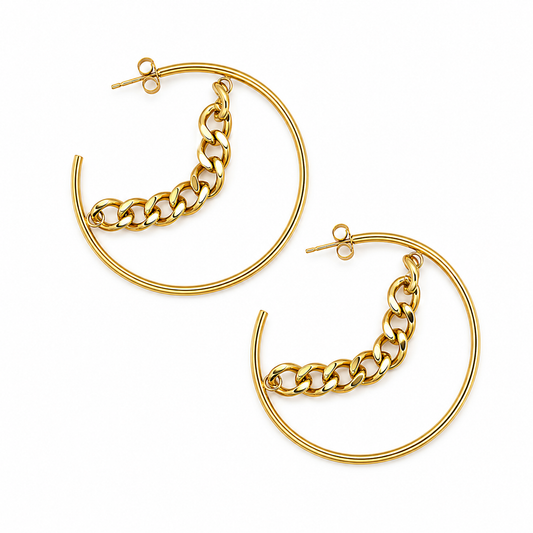 Curb Chain Hoop Earrings