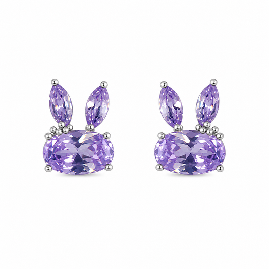 Violet Bunny Oval Studs