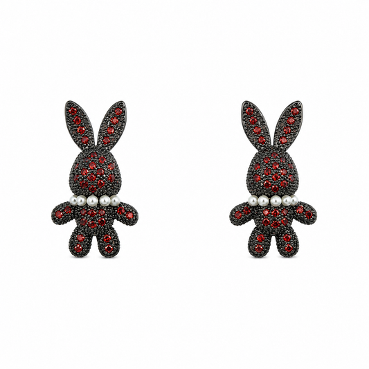 Noir Ruby Bunny Studs
