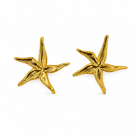 Gold Starfish Bloom Studs