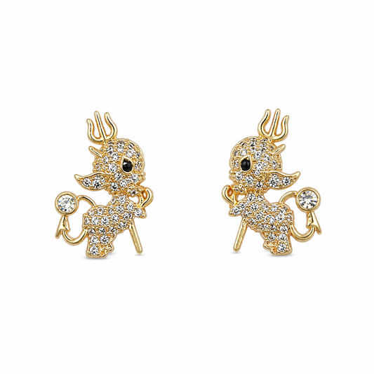 Crystal Devil Charm Studs