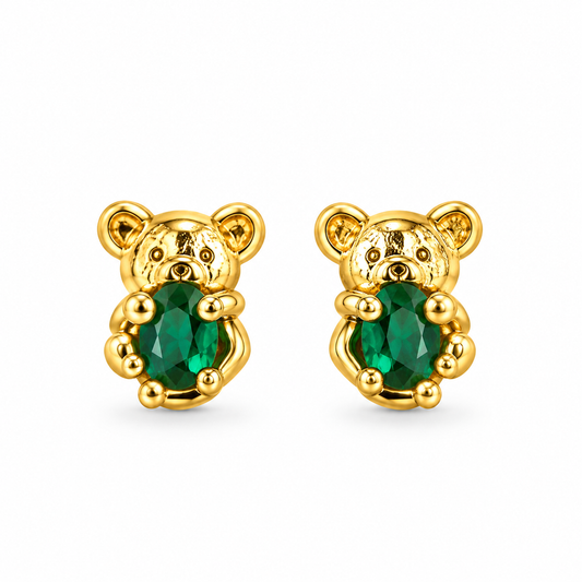 Emerald Bear Studs