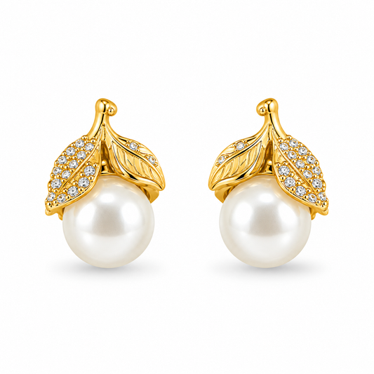 Leafy Pearl Studs