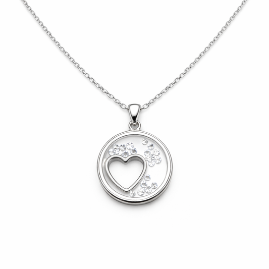 Resin Heart  & Dancing Diamonds Necklace