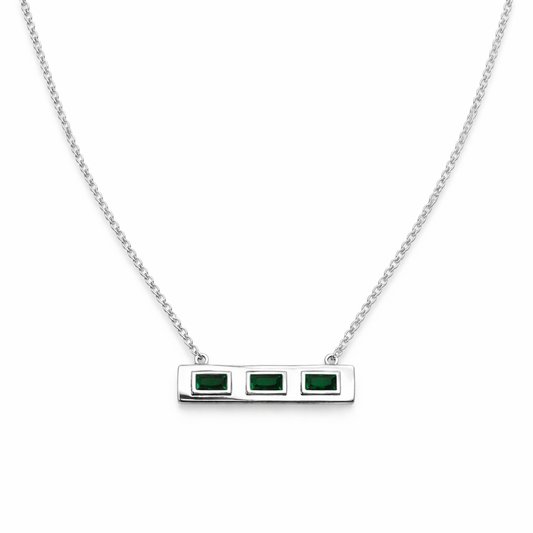 Emerald Bar Pendant Necklace