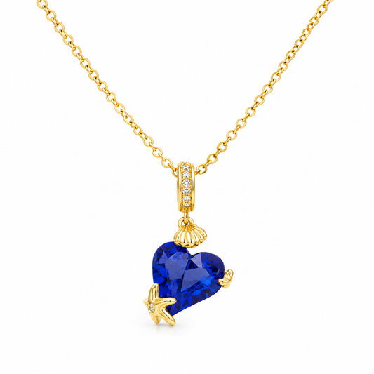 Sapphire Star Heart Pendant