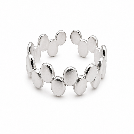 Pebble Row Silver Ring