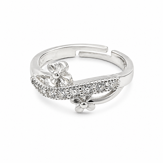 Flora Pave Silver Ring