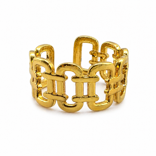 Maze Link Gold Ring