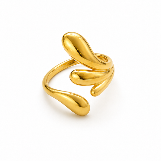 Fluid Drop Gold Ring