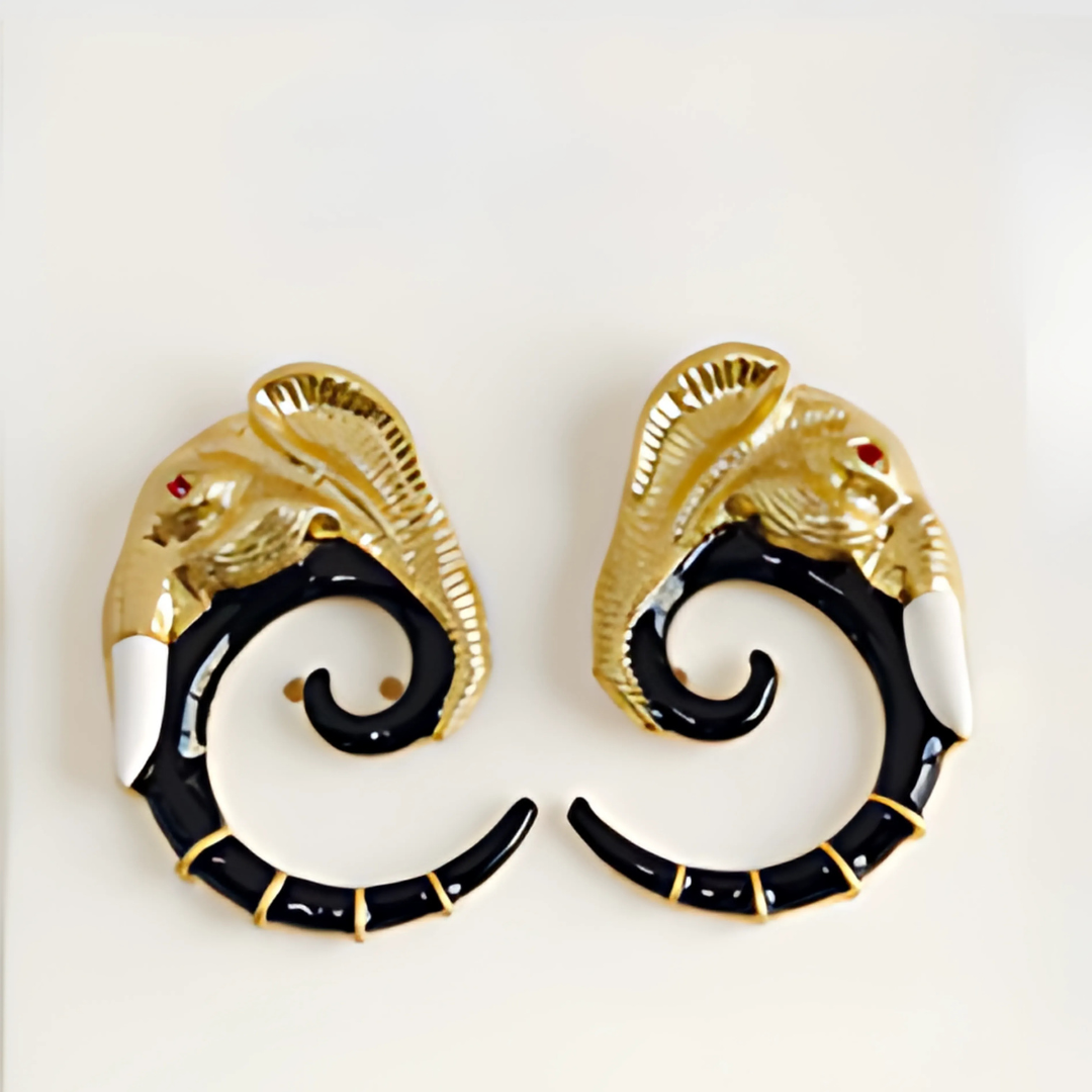 Regal Elephant Motif Earring