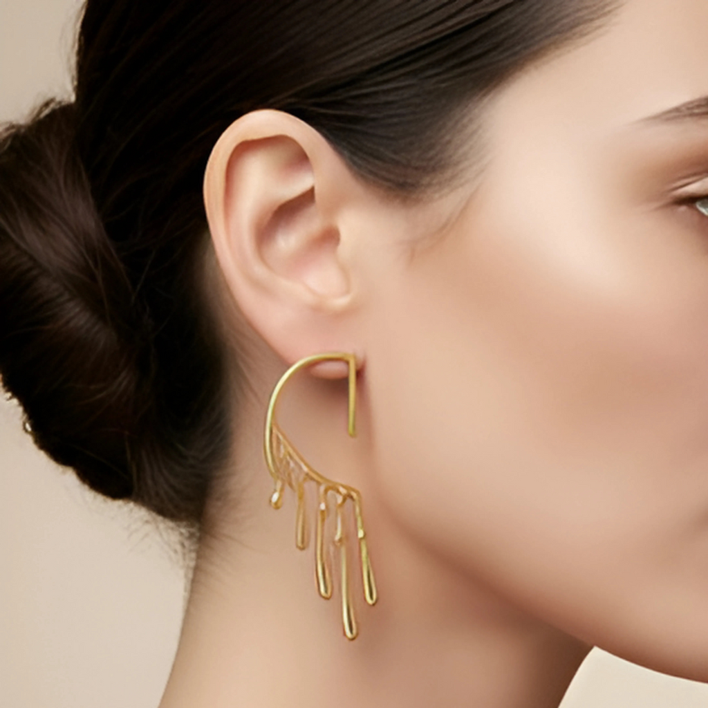 Golden Abstract Dangle Earring