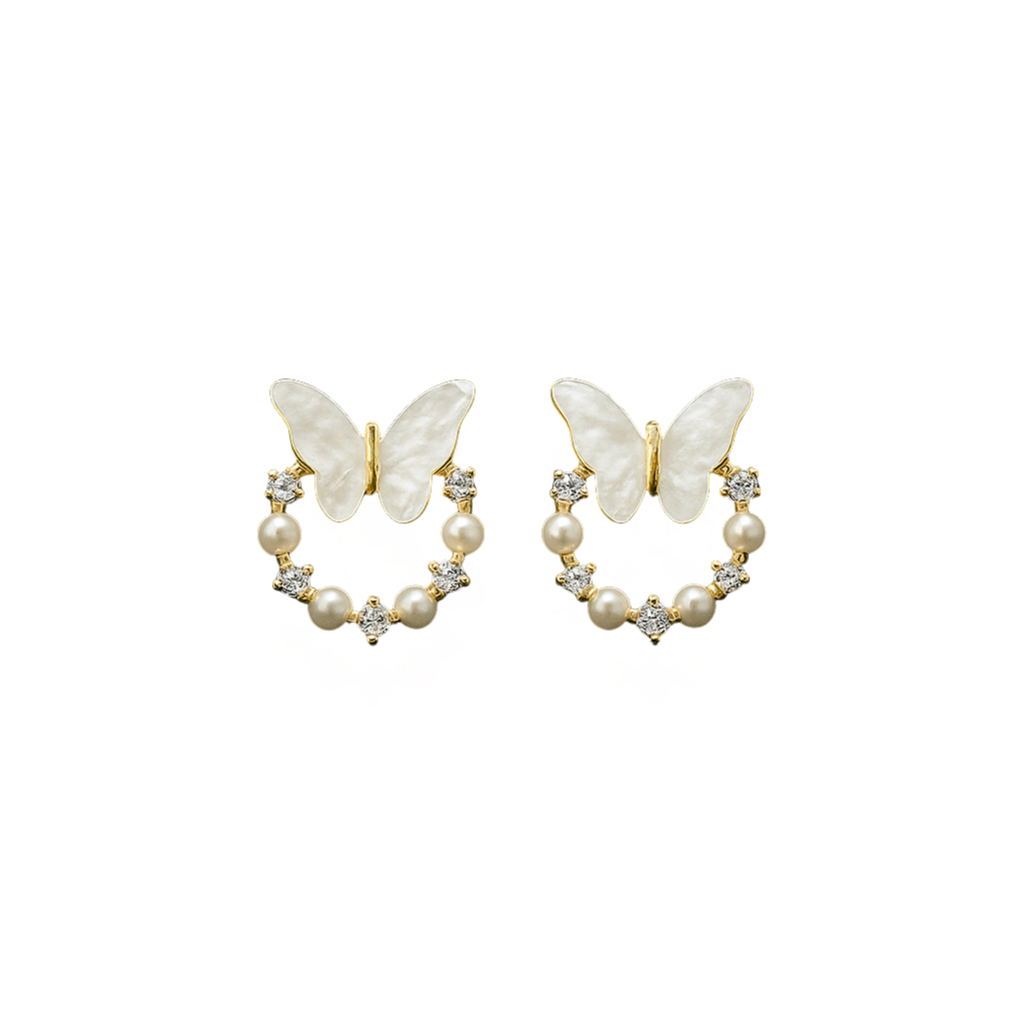 Butterfly Pearl Hoop Earring