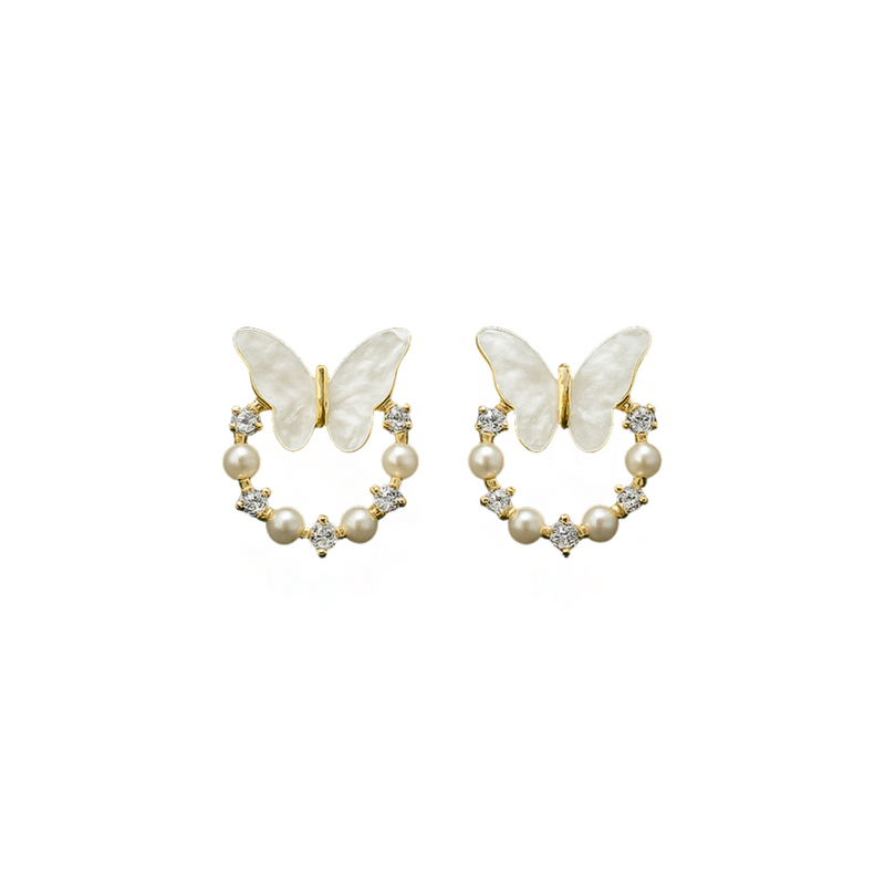 Butterfly Pearl Hoop Earring