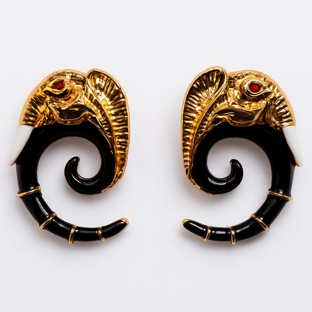 Regal Elephant Motif Earring