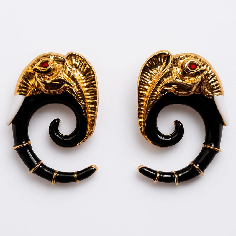 Regal Elephant Motif Earring