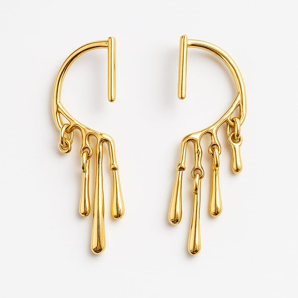 Golden Abstract Dangle Earring