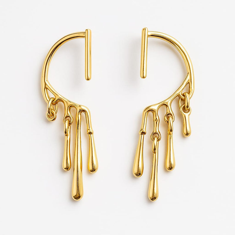 Golden Abstract Dangle Earring